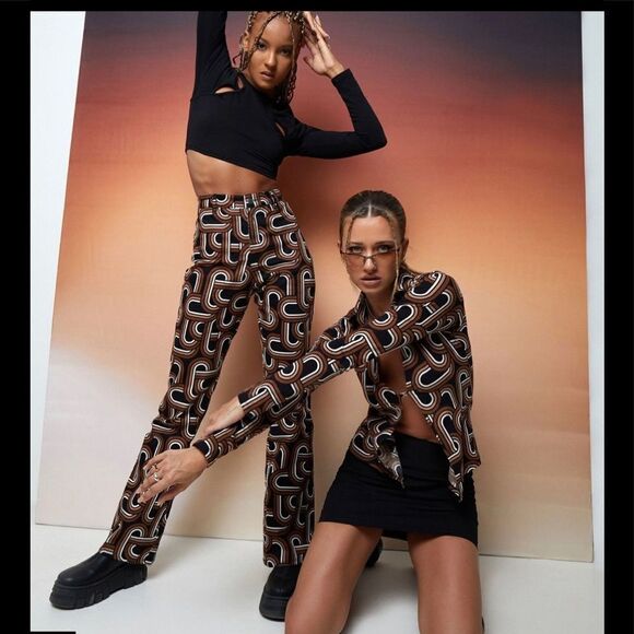 MOTEL Rocks Zoven Trousers in Tonal Interlink Black - Picture 1 of 11